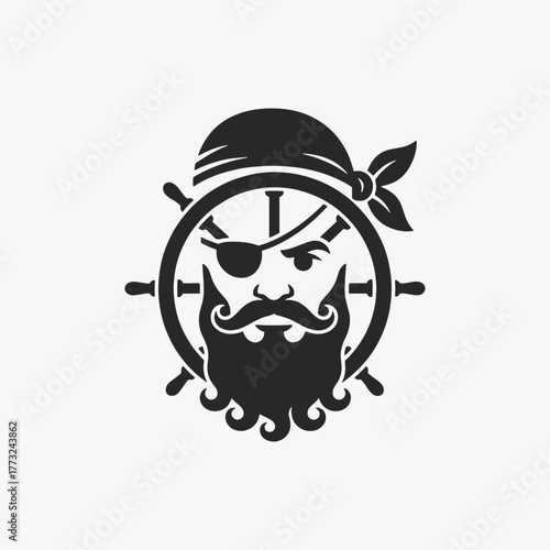 The flat design Pirates face logo. The pirate is looking at the camera with a menacing expression.