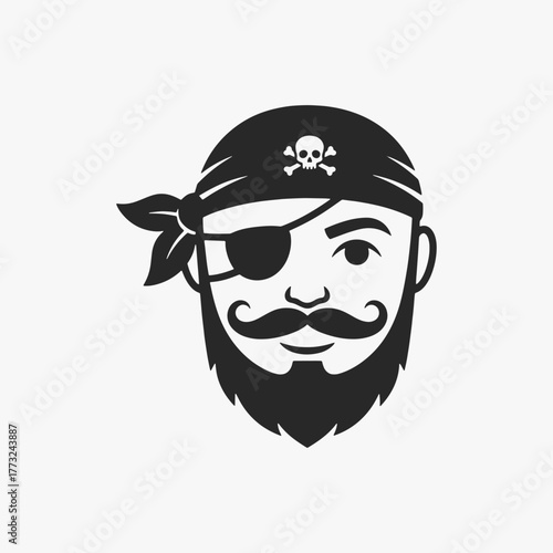 The flat design Pirates face logo. The pirate is looking at the camera with a menacing expression.