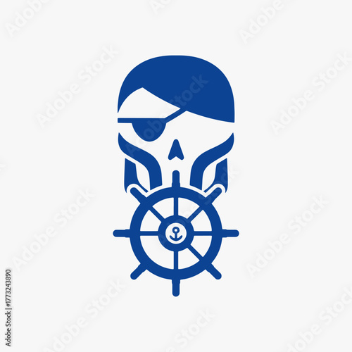 The flat design Pirates face logo. The pirate is looking at the camera with a menacing expression.