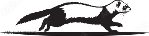 Dynamic silhouette of a ferret in motion capturing its agile and energetic nature