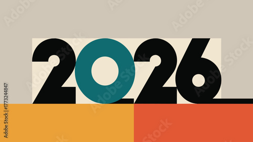 Bold graphic design with the year 2026 in large font