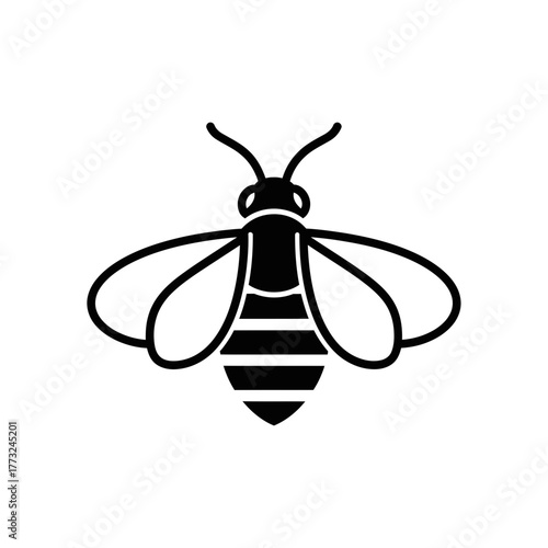 Bee Icon – Insect Pollination and Nature Symbol Vector Illustration