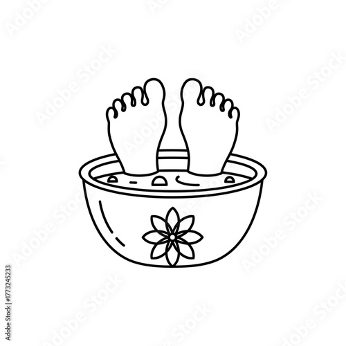 Foot Spa Icon – Relaxing Pedicure and Wellness Treatment Vector Illustration