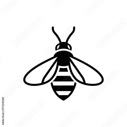 Bee Icon – Insect Pollination and Nature Symbol Vector Illustration