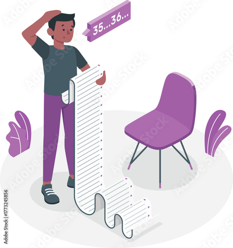 Man confused by long list and counting numbers thinking