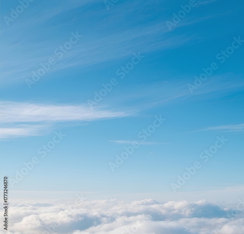 Sky background with clouds and blue gradient, natural lighting