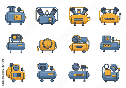 Collection of Air Compressors in Vector Format