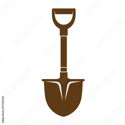 Isolated illustration of a detailed brown shovel perfect for gardening and agricultural applications