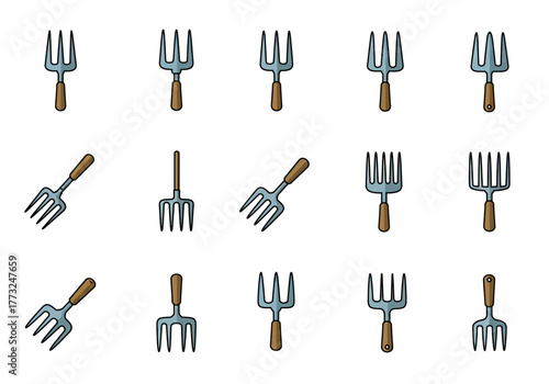 Garden Fork Collection Versatile Icon Set for Agriculture and Design