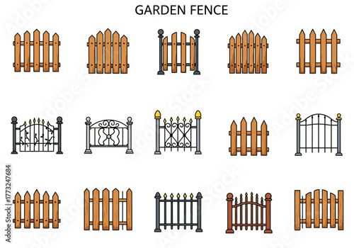 Collection of Garden Fence Illustrations