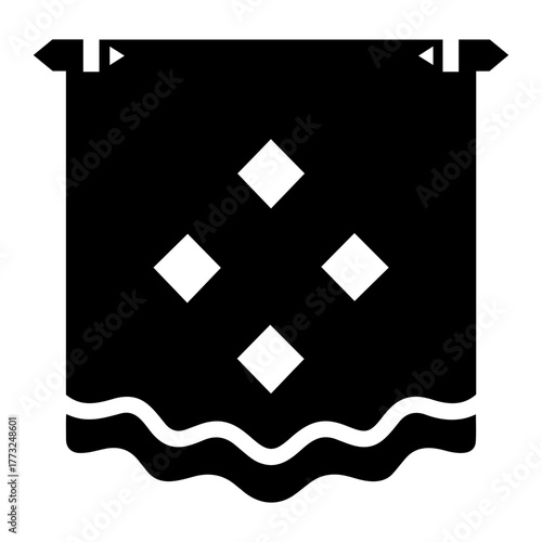 Dia de muertos icons vector illustration of a black banner with white diamond shapes and a wavy bottom edge design hanging