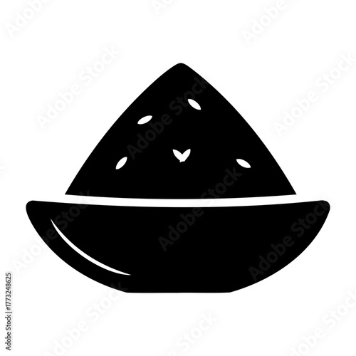 Dia de muertos icons vector illustration of a black bowl filled with a triangular pile of food with small seeds inside