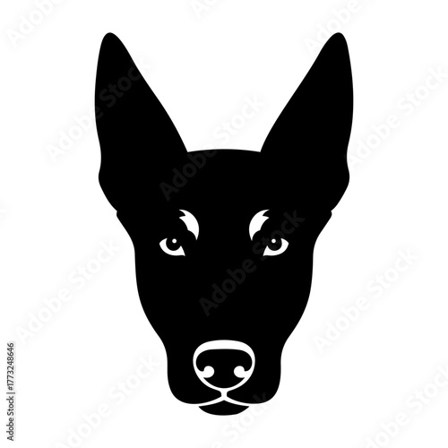 Dia de muertos icons vector illustration of a black dog face with pointy ears and a white nose on a transparent background