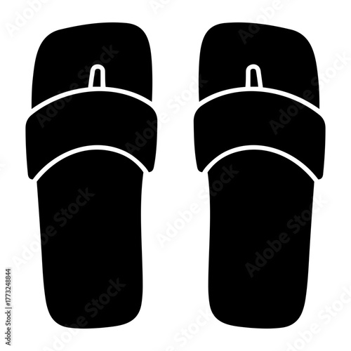 Dia de muertos icons vector illustration of two black sandals with straps and a small loop on top in a simple design