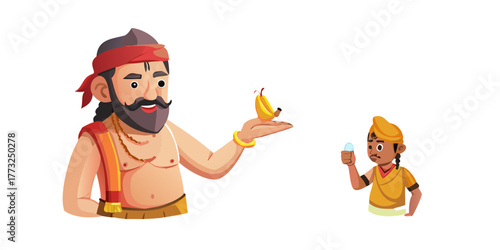 Indian village man cartoon character. moral stories for the best cartoon character vector

