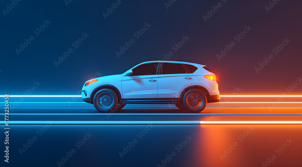 Obraz premium Technology oriented white car display