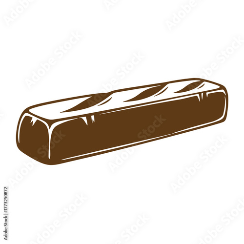 Vector illustration of a brown french baguette bread loaf vintage art style isolated