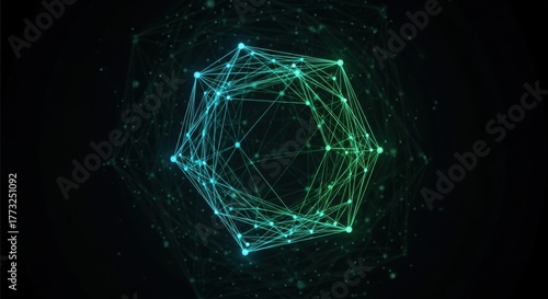 Abstract Glowing Geometric Network Sphere