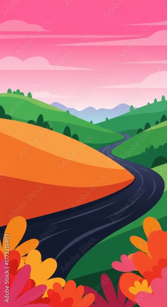 Obraz premium Abstract Vibrant Landscape Illustration