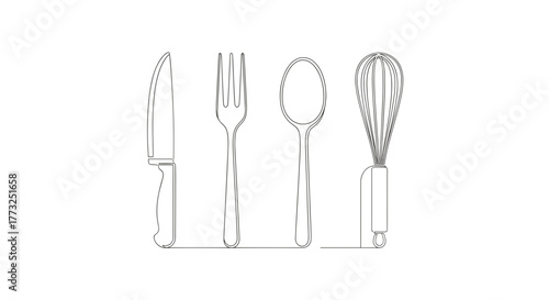 Illustration of kitchen utensils