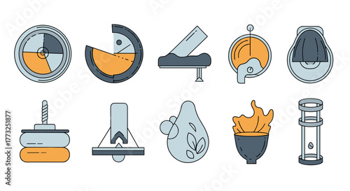 Collection of ten assorted scientific and laboratory equipment icons