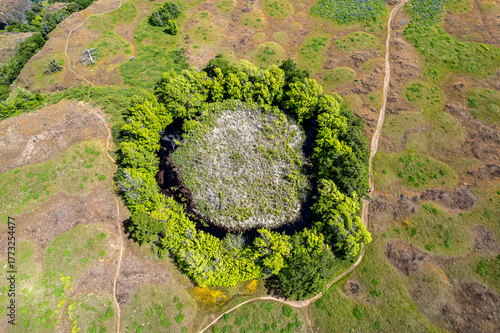 Aerial view at Rowena Plateau in Columbia River Gorge, Oregon
