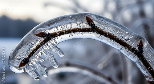 Frozen Branch Encasement - A Winter Wonderlands Icy Embrace.