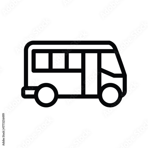 Bus line icon, outline illustration of public transportation vehicle for passenger travel and city commuting