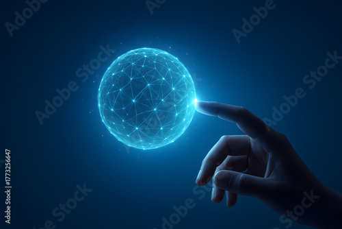 sci-fi hand holding globe