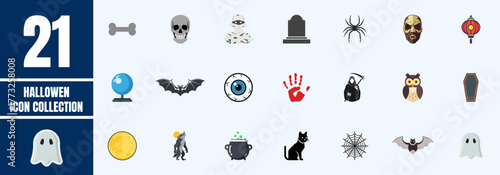 Collection of 21 Colored Halloween Themed Icons