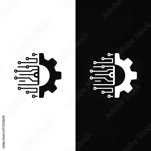 Abstract gear and circuit board fusion for technology and industry