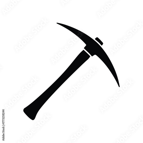 Black silhouette of a pickaxe tool on a white background