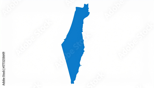 Blue Silhouette Map of Palestine, Simple and Modern Design in Blue on White Background