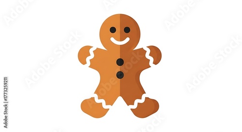 Gingerbread Man Cookie Festive Brown Character on White Background