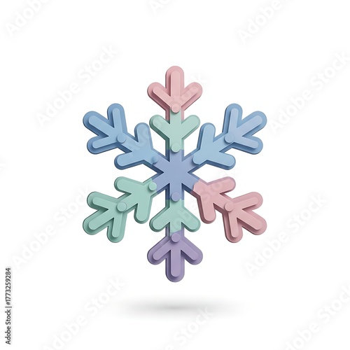 Pastel Snowflake Design Winter Holiday Decoration on White