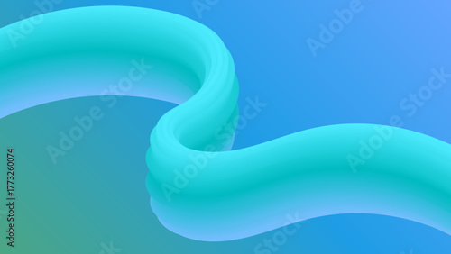 abstract 3d fluid line background with turquoise gradient color