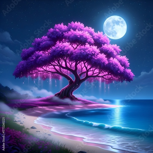 night landscape with moon
