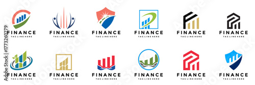 set modern style financial business design logo, vector restoration template
