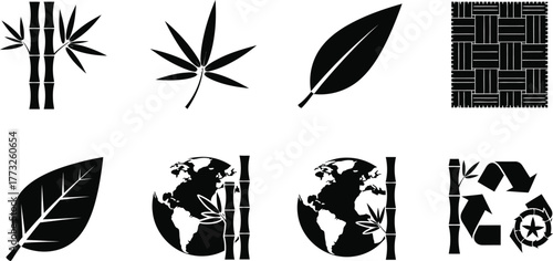 Collection of green eco friendly nature icons representing sustainability and environmental protection