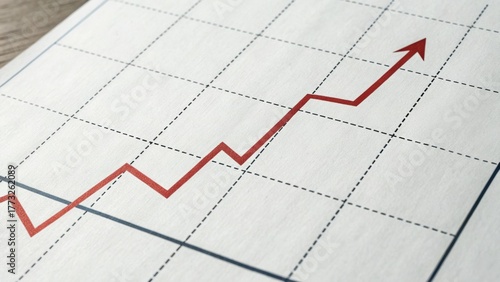 Rising demand forecast depicted by red arrow on graph symbolizing growth and success in business analytics