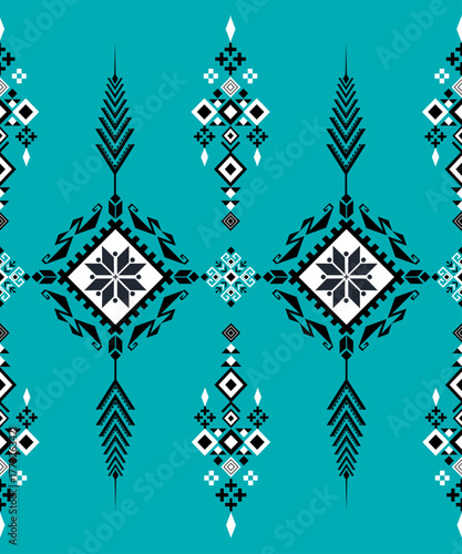 Geometric ethnic pattern black on light green background design for fabric,carpet,tile,texture and background.Vector elements for design.