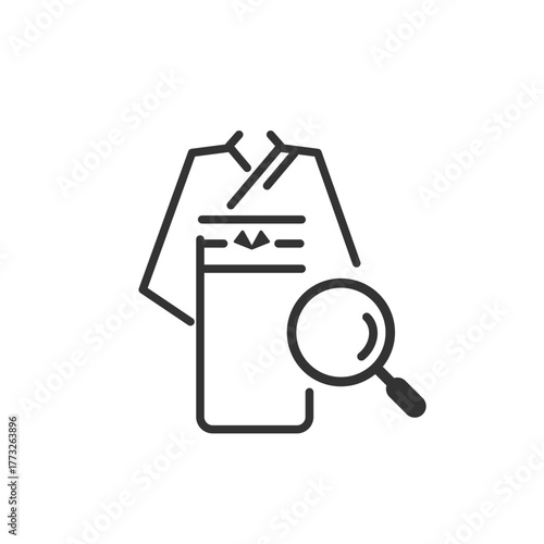 着物査定と買取のベクターアイコン（和服・質屋・リユース）線画、モノクロ