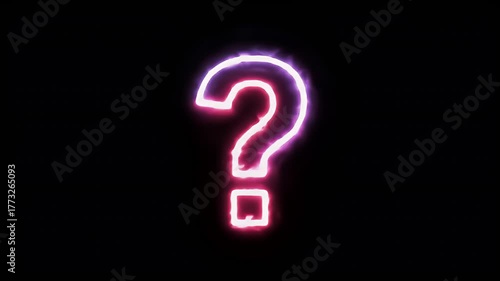 Neon Pink Question Mark Symbol Glowing on a Black Background with Fiery Edges Uncertainty Mystery Unknown Concept