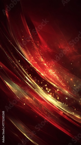 Vibrant Swirls of Red and Gold Creating a Captivating Abstract Background Filled with Light and Motion