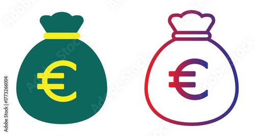 bag with euro sign icon. money bag icon. euro bag symbol. e commerce icon. euro bag icon for app, ui and website. vector illustration on transparent background