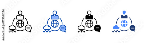 Communication System icon set multiple style collection