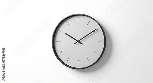 Wallpaper Mural A sleek, modern wall clock with a minimalist design, hanging on a white wall, symbolizing the simple passage of time Torontodigital.ca
