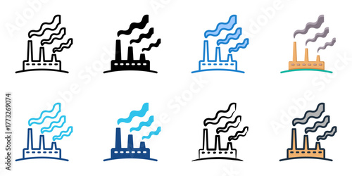 Polluted Atmosphere icon set multiple style collection 
