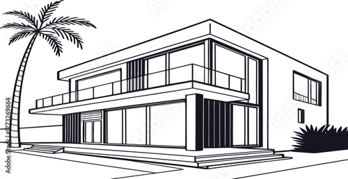 sketch of a modern house