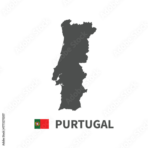 Purtugal map flag illustration on white background